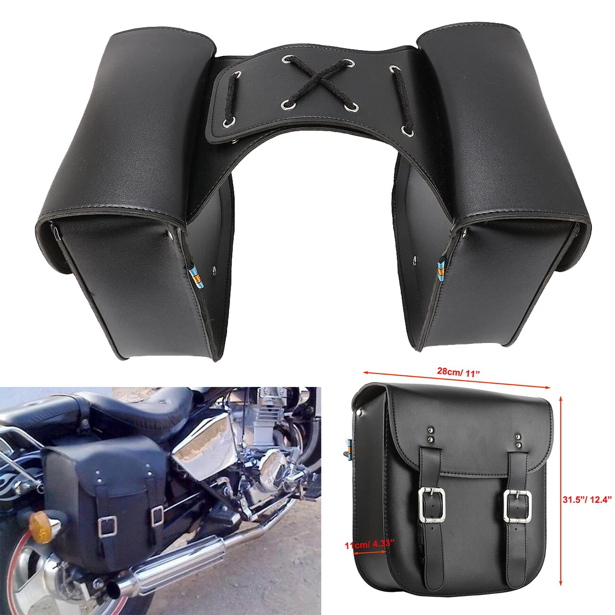 Motorcycle PU Leather Saddle Bags Fit for Suzuki Intruder Volusia 800 Savage 650
