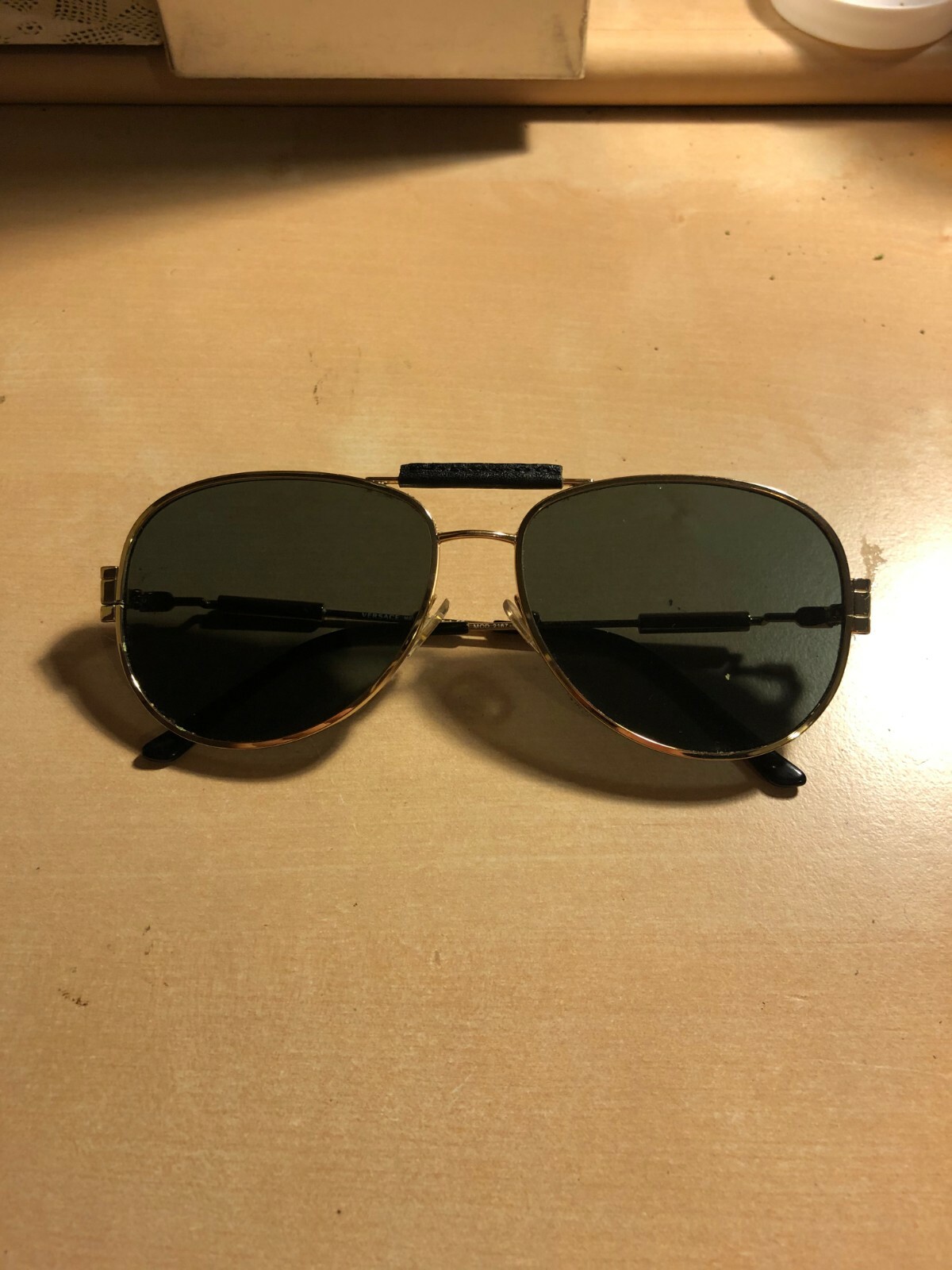 Vintage Versace Mens Sunglasses Italian Black Gold Sq… Gem