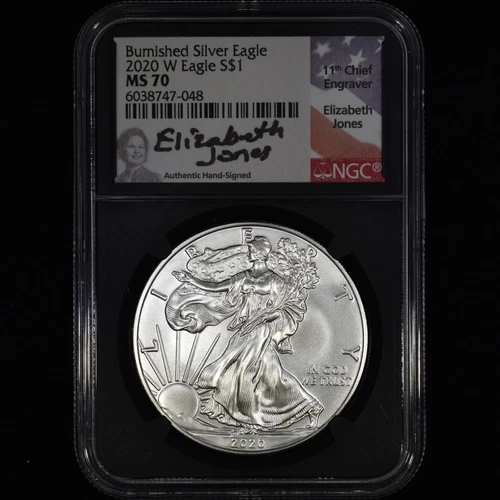 2020-W $1 SILVER AMERICAN EAGLE ✪ NGC MS-70 ✪ BURNISHED COIN LIZ JONES 048