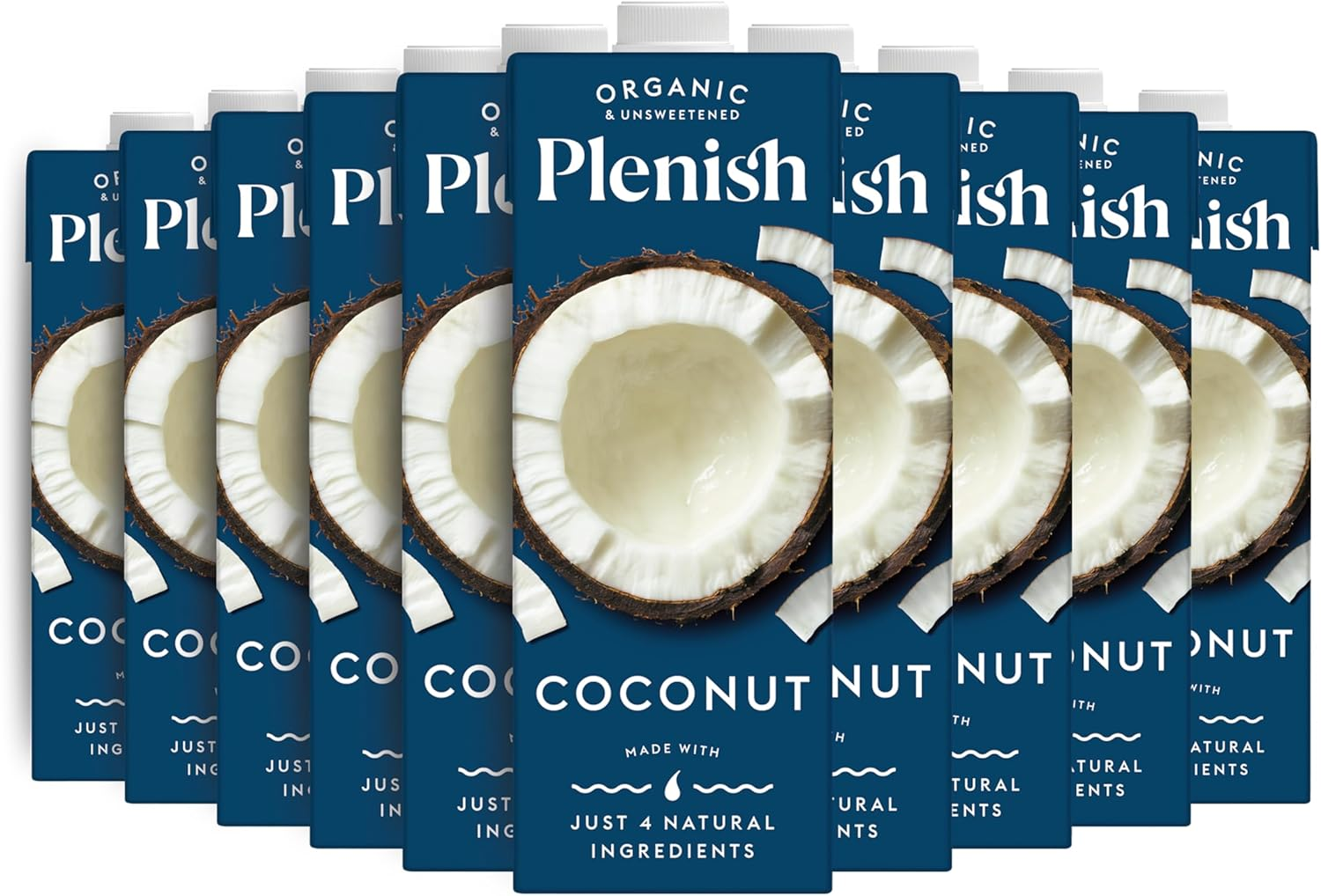 Plenish Organic Unsweetened Coconut Milk 1L (Pack of 8)
