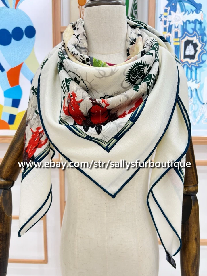 2025 Sallys 70% Cashmere 30% Silk Stole Aztec Print Double Face Scarf Shawl 53" - Image 4 of 4