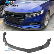 Fits 18-21 Honda Accord Carbon Fiber Print Front Bumper Chin Lip 3PCS Spoiler PP