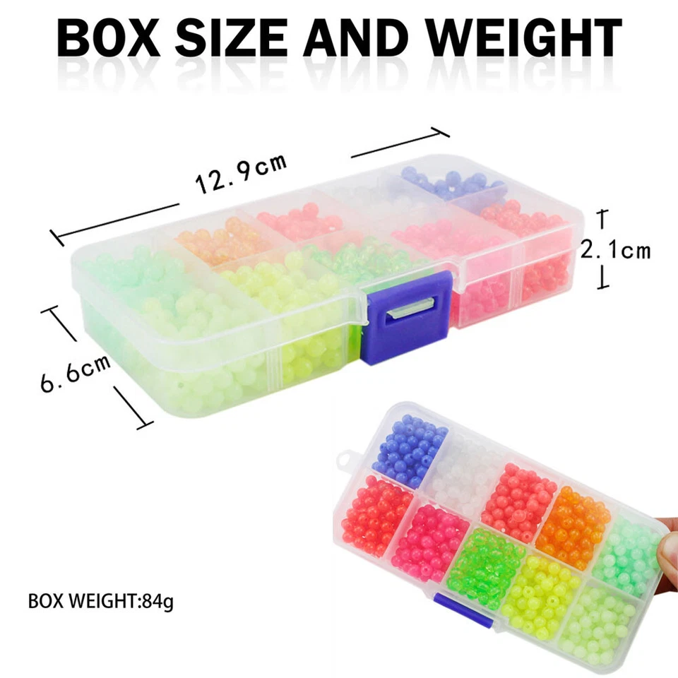 1000 piezas cuentas de pesca cuentas luminosas PP aparejos de pesca cuentas para pesca nocturna Foto 3 de 4