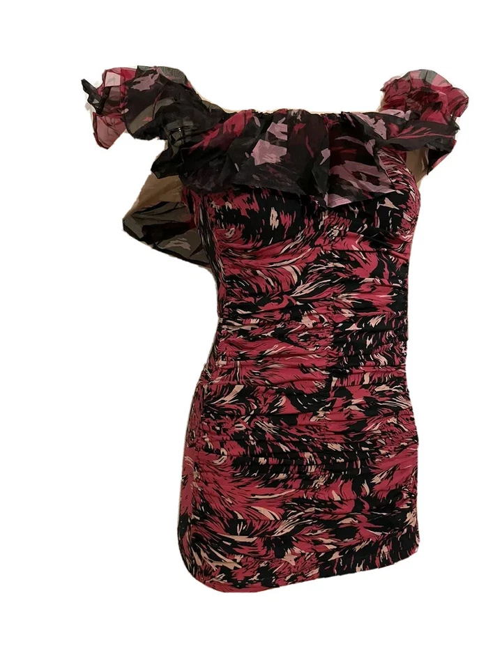 DANIELLE SCUTT TOPSHOP RED STRECH COTTON RUFFLED TOP UK 8 EU 36 US 4 SMALL BNWT - Image 2 of 4