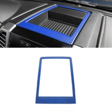 Cubierta de marco de bocina para tablero de instrumentos de consola 1* para Ford F-150 2015-2020 azul fibra de carbono