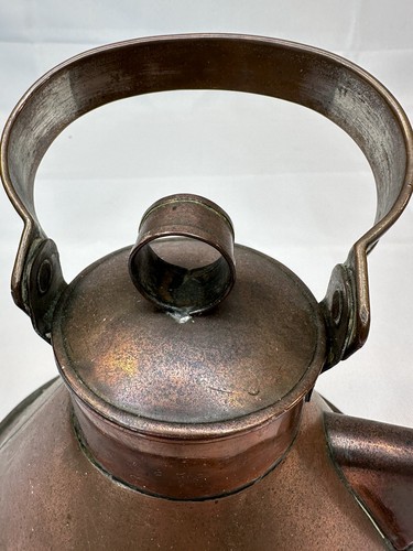Vintage Copper Teapot Sailing Ship Captains Tea Kettle Coffee Old Nice Patina - Picture 5 of 10