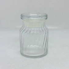 Vintage 1970s Crystal Glass Small Jar Abstract Spiral Design Lidded 3.5” Art 23
