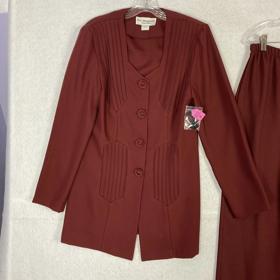 复古 2 件套夹克裤子套装 8 码锈红色美国 Lew Magram # 9015 NOS 全新带标签 — 第 4/4 张图片