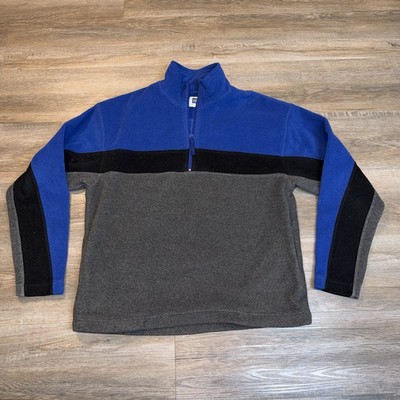VTG Gap Fleece Mens Medium Long Sleeve 1/4 Zip Sweater Blue Black Gray Old Gap