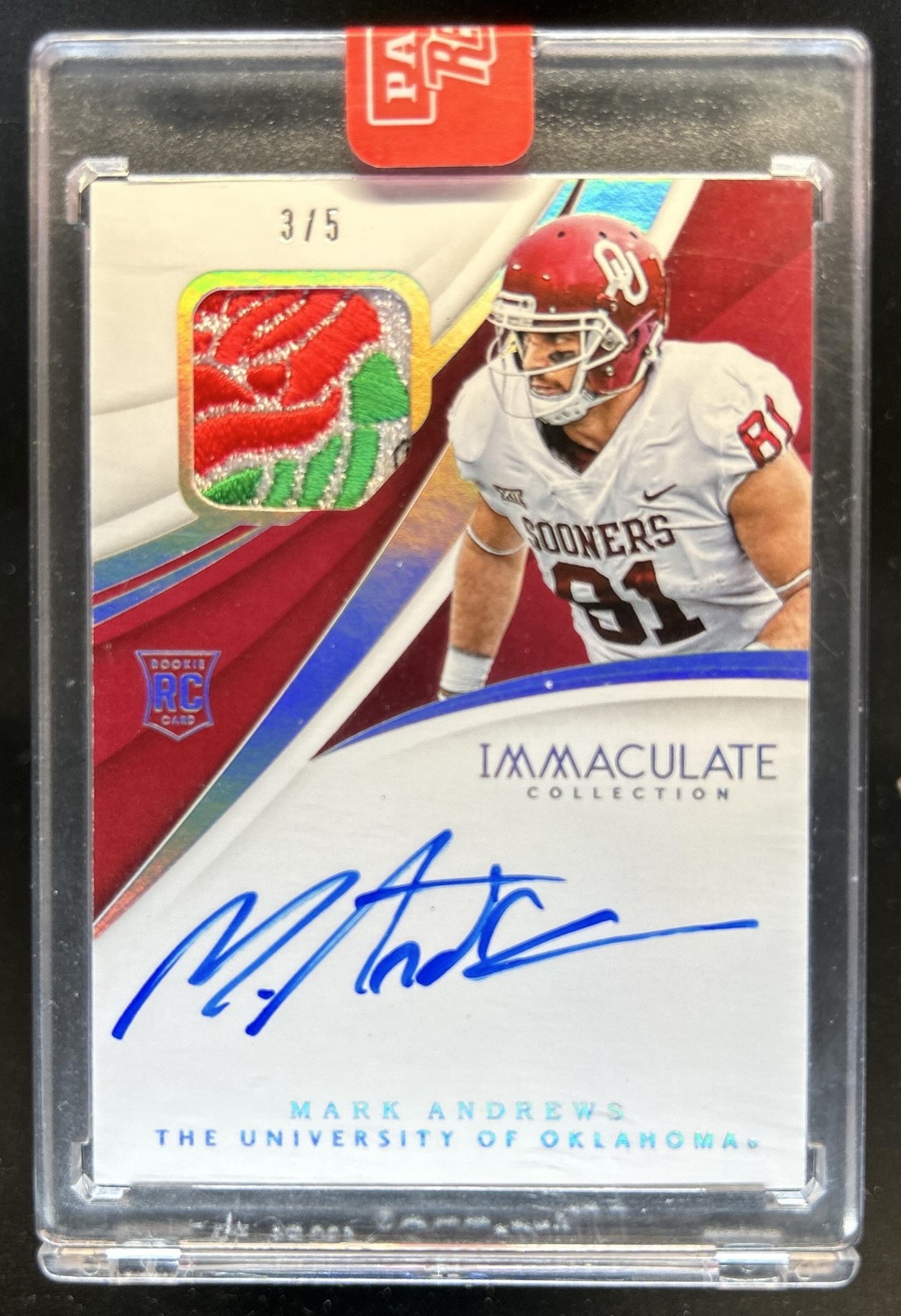 Mark Andrews Panini Immaculate Collegiate #141 Autograph Patch Bowl Logo 1