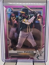 Robert Puason 2021 Bowman Chrome Fuchsia Shimmer Refractor Prospect #d /199 A’s
