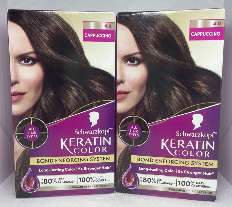 SCHWARZKOPF (Lot of 2) Keratin Permanent Color (Cappuccino 4.0) FREE SHIPPING!