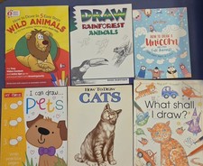6 Books Learn to Draw Animals Cats Wild Animals Unicorns Pets Children Kids D8
