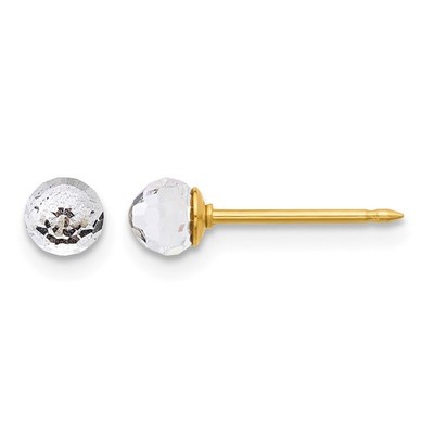 Ohrstecker 14 Karat Gelbgold poliert 4 mm Kristall facettiert Kugel L 4 mm, B 4 mm