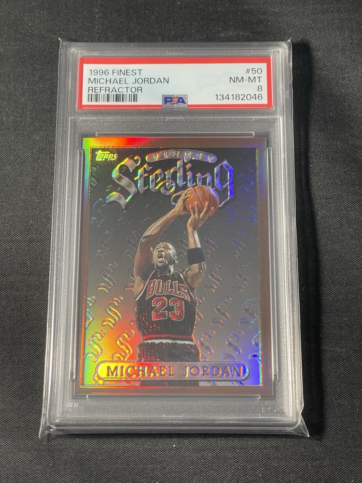 1996 TOPPS FINEST STERLING BRONZE REFRACTOR #50 MICHAEL JORDAN PSA 8 LOW POP