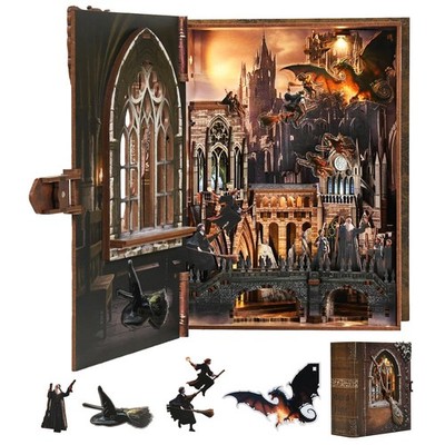 MiniCity Book Nook Kit with LED Light, Miniature House Kit for Birthday, 3D W...