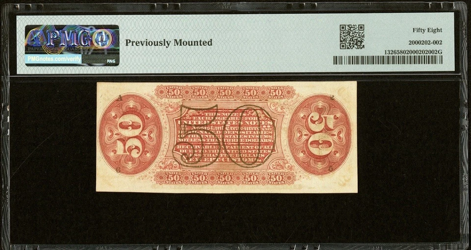 FR# 1326 Fractional 1864 Union Currency 50c, Civil War Third Issue, PMG ChAU 58 - Image 2 of 4