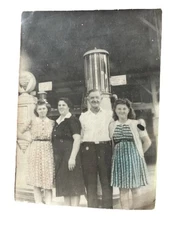 Colorize photograph family at a gas station gas pump 1943 War era Buena Park, CA