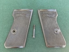 Factory Original Walther PP Checkered Black Grips - Very Early X Back w/ Screw
