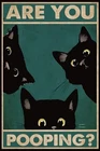 Aluminum Sign Black Cat Are You Pooping Signs Vintage Signs, 8 x 12 Inch