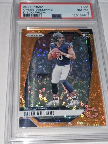 2024 Prizm Caleb Williams RC Orange Disco Rookie #301 Bears PSA 8