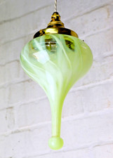 Plafoniera Vaselina Vetro Paralume a Goccia Art Nouveau Con Nuovi Accessori