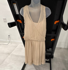 Madison Marcus Silkblush Lace Beaded V-Neck Sleeveless Lined Mini Dress M