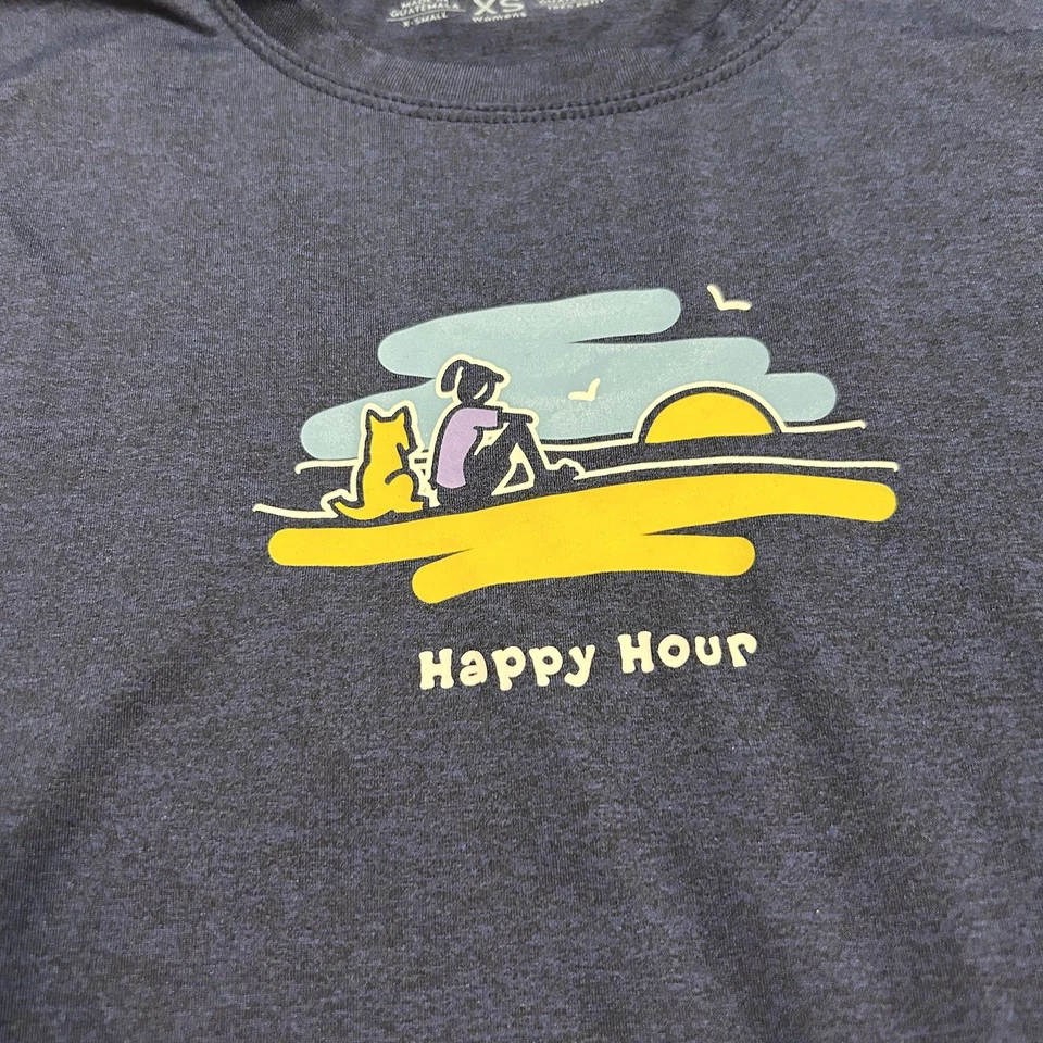 Life is Good Active Long Sleeve Shirt Women XS Dry Wicking Outdoor Happy Hour - Image 2 of 4