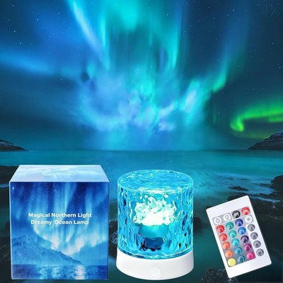 Northern Lights Projector Galaxy Lamp 16 Color LED Mood Light Remote Ocean Wave