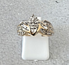 Vintage CM 10K Yellow Gold Diamond Cluster Ring Size 7 LP7