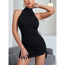 Shein Little Black Dress Knit Backless Mini Cocktail Size M/6 Classy Sexy Date
