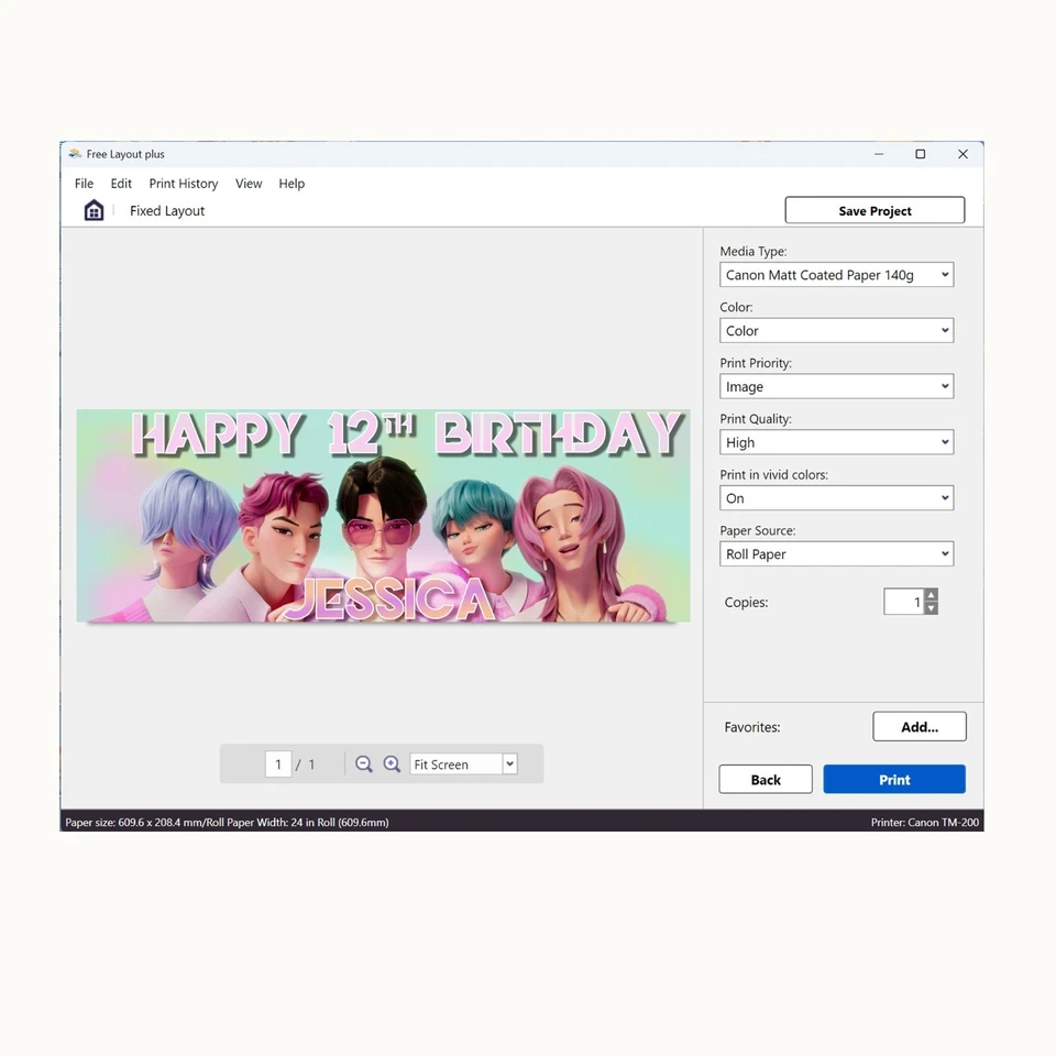 KPop Boyband animated Saja Birthday Party Event  Themed Personalised Banner - Image 4 of 4