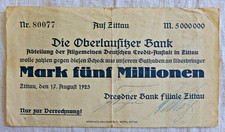 5 Millionen Mark 1923 Zittau/ Dresdner Bank Filiale Zittau /Oberlausitz