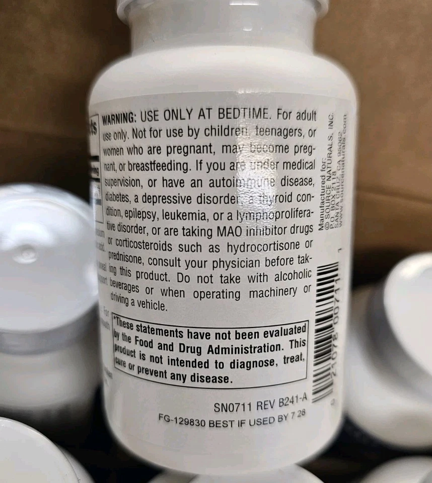 1 чехол 12 бутылок мелатонина Source Naturals 1 мг, мята перечная, 300 пастилок - Изображение 4 из 4