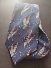 Italianissimo Neck Tie 3" Wide 56" Long Navy Paisley 100% Polyester Made In USA