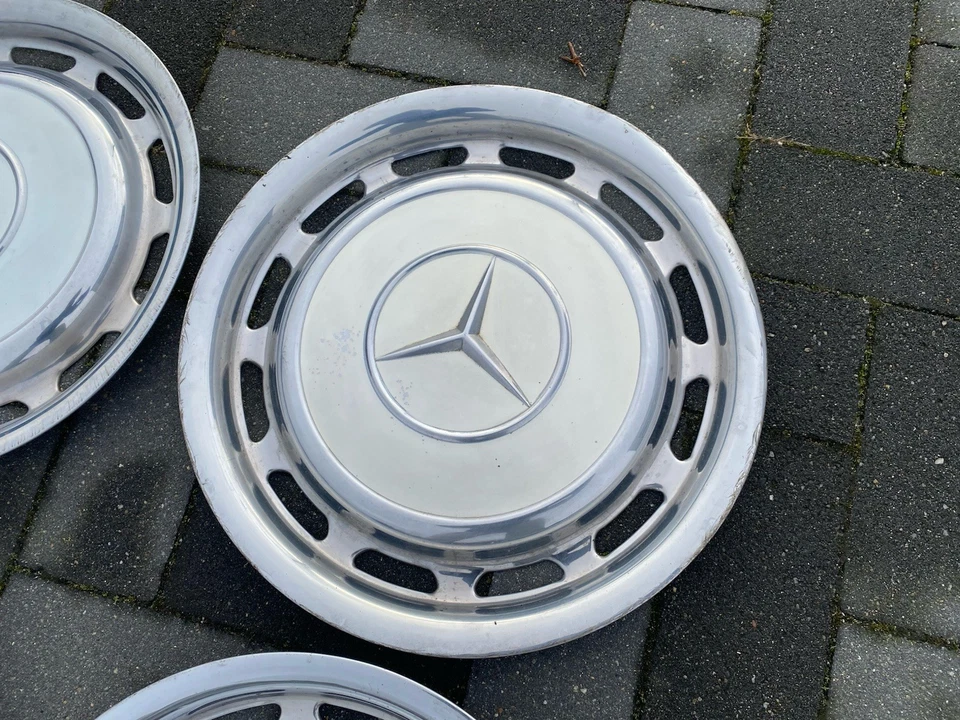 Mercedes W114 W115 W123 W116 W108 Chrom Rad Kappe Kappen 14 Zoll Classic Weiß - Bild 3 von 4