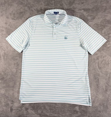 Stitch Golf Men s White/Blue Striped  Mar-a Lago  Logo S/S Performance Polo, M/L