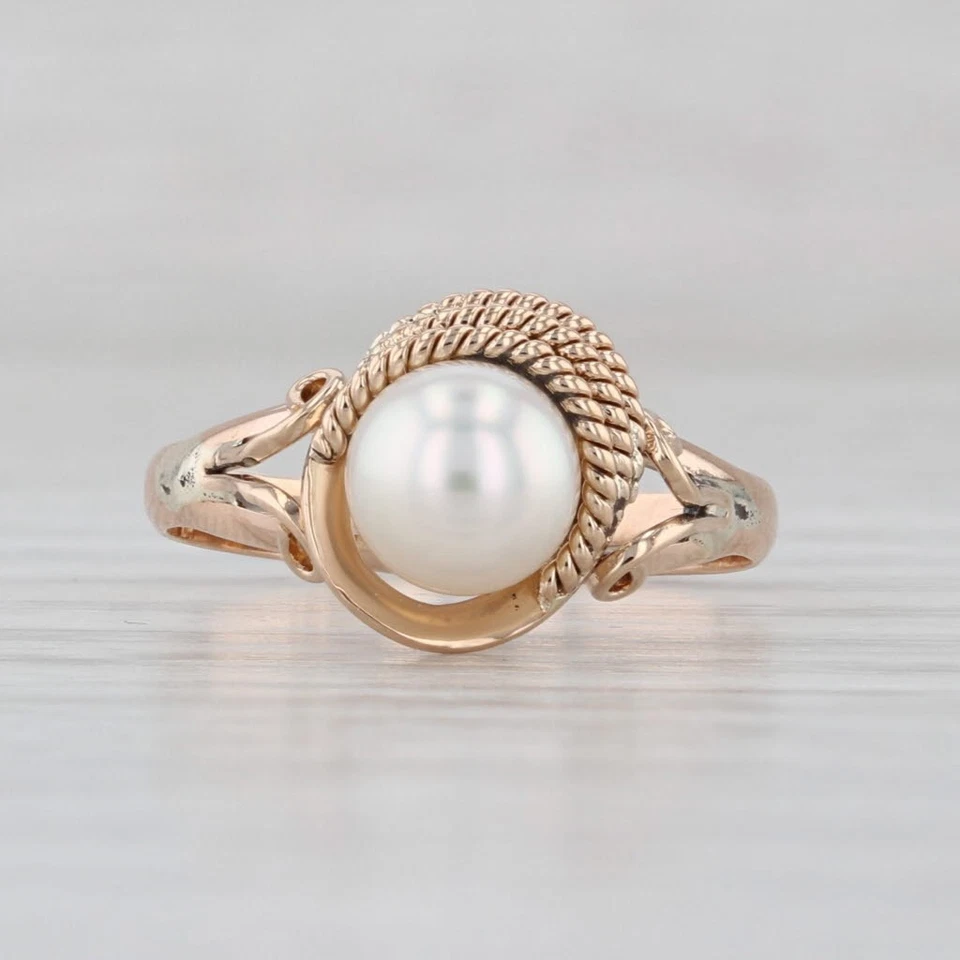 Anillo solitario perlas cultivadas oro amarillo 14k talla 5,5 Foto 2 de 4