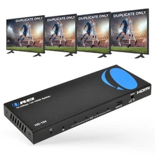 4K 1x4 HDMI Splitter by OREI - 1 Port to 4 HDMI Display Duplicate/Mirror -