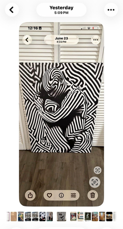 Black & White Abstract Stripe image . Museum wrapped canvas print