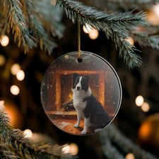 Border Collie Collectible Ceramic Christmas, Holiday Ornament-J101