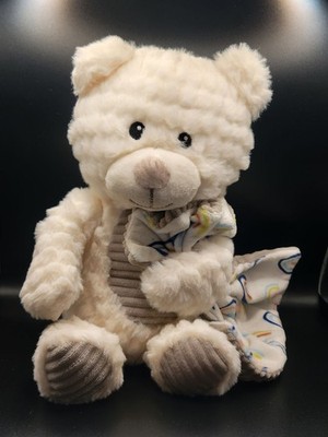 Spark Create Imagine Cream Teddy Bear Plush Corduroy Paws Rainbow Blanket Toy