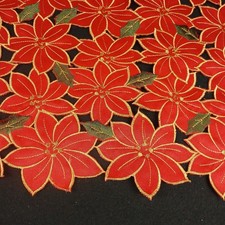 Christmas Poinsettia Table Runner St. Nicholas Square Embroidered Laser Cut