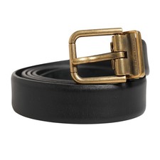 DOLCE & GABBANA Belt Men Black Classic Leather Metal Buckle 100cm / 40in 430usd
