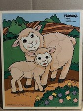 RARE Vintage Playskool Sheep Wooden Puzzle Wo...