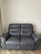 Grey Leather Electric Recliner Sofa 2-Seater