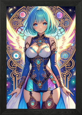 Anime Girl with Wings Gaming Gerahmtes Wandbild Poster Leinwanddruck Bild