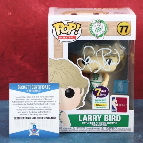 Larry Bird Boston Celtics Signed Funko Pop 77 NBA 7BAP LE 125 BAS COA W/ Boo