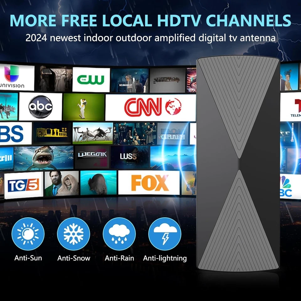 2025 Long Range 1200+ Miles HD TV Antenna with Signal Booster - Indoor/Outdoor - Image 4 of 4