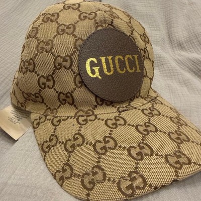 Gucci Mütze Kappe Baseball Cap GG Canvas Logo Beige Größe L Herren Authentic